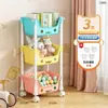 Estantería de almacenamiento multicapa con ruedas para juguetes infantiles, con ruedas, para el hogar, para organizar aperitivos y libros.