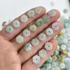 Jadeíta de Myanmar Grado A Tipo Hielo Hebilla Tricolor Flor de Ciruelo 9mm Separador Jade Piezas Sueltas Accesorios de Joyería Materiales para Tejido Venta al por Mayor
