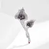 Broche de Lírio Calla de Alto Padrão e Estiloso, Alfinete de Flor de Zircônia com Gradiente Exquisito, Corsage Anti-Exposição para Decote