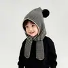 Bufanda-gorro de otoño e invierno para niños y niñas, gorro de lana tejido, gorro de bebé, gorro protector de orejas, gorro cálido para niños