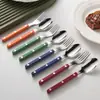 Juego de cubiertos occidentales de acero inoxidable 304 para exportación con mango de acrílico, cuchillo y tenedor de steak para hotel, cuchara de tres puntas
