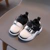 Tênis Esportivo Infantil com Superfície de Couro Novo Estilo Primavera e Outono Sapatos Casuais para Meninos e Meninas, Tênis de Corrida Infantil de Couro com Velcro Tendência