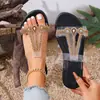 Chanclas planas de PVC con cuentas de gran tamaño transfronterizas para mujer, nuevas sandalias de playa bohemias de punta abierta para verano