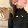 Camiseta Base de Terciopelo Engrosada para Niña Otoño e Invierno Nueva de Cuello Medio Alto Ropa Interior para Niños Talla Mediana y Grande Camiseta de Manga Larga