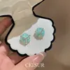 Pendientes de Botón Geométricos de Aguja Plateada Coloridos con Diamantes, Frescos y Dulces, Simples y Versátiles para el Verano, Pendientes de Nicho de Gama Alta para Mujer