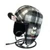Nuevo Sombrero de Trampero a Cuadros Retro Versátil Cálido con Orejeras de Lana de Cordero Gorra de Piloto Adelgazante a Prueba de Frío Gorro de Esquí