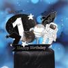 Decoración de Pastel de Cumpleaños para Niños Astronauta de Dibujos Animados Tarjeta Insertable Fiesta Temática Espacial Mesa de Postres Cohete Planeta Insertable