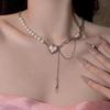 Collar de espinas frescas y dulces para mujer, diseño avanzado, nicho de luz, cadena de clavícula de perlas de lujo