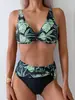 Traje de Banho Novo Estilo Transfronteiriço Europeu e Americano 2026 Biquíni de Duas Peças Sexy Estampado de Cintura Alta Moda Praia Feminina
