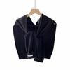 Xale de ombro com ar condicionado para primavera e outono para mulheres outono e inverno Nova camisa de tricô de lã com nó cachecol colete
