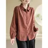 Camisa base de manga larga original de doble capa para mujer, color liso, a rayas, estilo vintage
