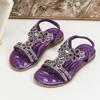 Sandalias Planas Nuevas Transfronterizas Europeas y Americanas 2024 para Niñas con Flor de Pedrería Cómodas Combinan con Todo Punta Abierta Zapatos de Princesa para Niñas