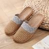 Pantuflas de Ratan y Hierba para el Hogar Verano Pantuflas de Lino para Interior Silenciosas Antideslizantes Estilo Japonés Pantuflas para Piso de Madera Transpirables Pantuflas Tejidas de Ratan