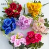Rosas de Perfume Artificiais de 7 Cabeças Transfronteiriças, Rosas Artificiais para Decoração de Casamento, Flores Artificiais, Buquês, Paredes de Flores, Fileiras de Flores