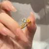 Princesa Sirena Corazón de Amor Corona Azul Marino en Forma de Corazón Anillo Abierto Ajustable Diseño de Nicho Moda de Lujo Ligero para Mujeres
