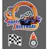 Novo Topper de Bolo Carro Esportivo Flame Trilha da Montanha Aokami Festa de Aniversário Hot Wheels Topper de Bandeira Preto e Branco Ins