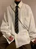 Camisa Retro de Hip-Hop Estilo Hong Kong con Diseño de Estampado Completo para Hombre, con Acabado de Alta Gama, Chaqueta Camisa Oversize