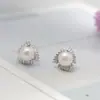 Pabellón Nafu Joyería de Plata al por Mayor Moda Pendientes de Botón para Mujer de Plata de Ley 925 Incrustados con Perla Natural de Agua Dulce Pendientes Pequeños y Más Fáciles de Combinar