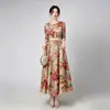 Vestido de Noche Transfronterizo Europeo y Americano con Estampado Floral y Dobladillo Amplio, Ropa de Alta Gama para Madres, Vestido para Banquetes de Boda, Adecuado para el Uso Diario y Fiestas