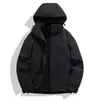 Chaqueta de trabajo con relleno transfronterizo con logo estampado para hombre y mujer, tres en uno, cortavientos e impermeable, conjunto desmontable de dos piezas