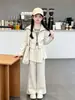 Conjunto de Sudadera con Cremallera Estilo Coreano para Niñas Otoño Nuevo con Pantalones de Pierna Ancha Acampanados, Chaqueta Corta Infantil