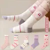 Meias Infantis Primavera/Outono Inverno Meias de Algodão Meio da Panturrilha Desenho Animado Infantil Cano Alto Fofas Bebê Princesa Meias de Algodão Estudante