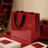 Bolsas de Regalo Rojas Gruesas de Alta Gama, Bolsas de Compras para Ropa, Bolsas de Empaque para Joyería, Bolsas Personalizables de Cartón Blanco