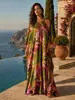 Vestido Longo Estampado Transfronteiriço Europeu e Americano de Comércio Exterior 2026 para Mulheres, Elegante Vestido Flare Soltinho