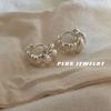 Pendientes de bolsa de cuerno dulces, frescos y sencillos para mujer, pendientes de moda, elegantes y de diseño creativo, huecos, con pin de plata 925, pendientes de aro con hebilla para la oreja, moda