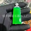 Colar com Pingente de Calcedônia Verde Gelo de Alta Qualidade Banhado a Prata com Incrustação Pedra Gema Ágata Verde Jade Contas da Fortuna