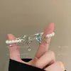 Pulsera de Mariposa Esmaltada Azul Francés para Mujer Versátil de Moda Dulce Pulsera de Perlas de Imitación Joyería de Nicho de Alto Valor