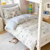 Conjunto de três peças estampado de algodão puro de alta qualidade estilo Ins para dormitório estudantil, lençol de solteiro e lençol com elástico de algodão, atraente