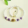 Conjunto de Duas Peças Ai Yu de Colar e Pulseira de Ametista Natural e Pérola de Concha Branca para Mulheres, Atacado para E-commerce de Live Streaming S5062603