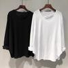 2026 Ins Coreano Novo Design Bainha Irregular Curva Solta Casual Plus Size Cor Sólida Manga Longa Camiseta para Mulheres Tendência