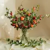 Flor Artificial Romã Fruta Galho Caqui Flor Seca Flor Falsa Sala de Estar Arranjo de Flores Decorações de Mesa Enfeites de Flor Falsa