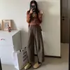 Pantalones de Punto Grueso Estilo Abuela Cropped para Mujer, Nuevo Estilo Otoño/Invierno, Corte Holgado, Adelgazantes, Rectos Casuales para Mujeres Petites