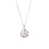 Collar de plata de ley S925 con colgante de gota de perfume de tulipán para mujer, lujo ligero con un toque de alta gama, cadena de clavícula nicho, temperamento suave, colgante de circón azul