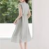 Vestido Largo de Lino y Algodón Estilo Resort para Comercio Exterior Transfronterizo Verano 2026 Nuevo Ligero Transpirable Adelgazante