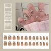 Usa uñas postizas de fiesta para estudiante de niña de dibujos animados cortas, medianas y largas de color sólido, 24 piezas de talla única, parche de uñas removible