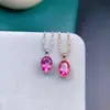 Colgante de collar de topacio rosa natural bañado en oro de plata S925 Rubí Lifting Diosa Piedra Principal Antialérgica 5*7mm
