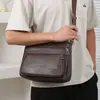 Bolso de Hombro Cruzado de Cuero para Hombre para Viajes de Negocios Casual Versátil Trabajo Bolso de Negocios para Hombres Bolso con Cremallera Multicapa Bolso de Celebridad de Internet Hombres