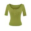 Camiseta Rosa de Cuello en U y Manga Corta para Mujer, Estilo Francés de Verano, Corte Ajustado, Inspirada en Diseños, Pura y Atractiva, Perfecta para Chicas Atrevidas, Hermoso Top Básico Corto