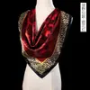 Novo lenço feminino de outono e inverno, moda, seda artificial, seda, 90*90, grande quadrado, lenço de cabeça estampado, quente, proteção solar de verão