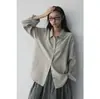 Camisa Qiaomi STUDIO Slow-Tone, Lavada a la arena, Suave y con caída, Lavable a máquina, Sofisticada, Versátil, Camisa azul que estiliza