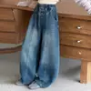 Ropa para niños, jeans de pierna ancha para niñas de primavera y otoño con botones frontales, nueva colección de otoño 2026, pantalones vaqueros acampanados de moda para niñas