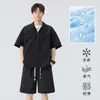 Conjunto Deportivo de Dos Piezas para Hombre Nasa, Camisa Polo de Seda de Hielo Color Puro, Verano, Media Cremallera, Casual, Holgado y Cómodo
