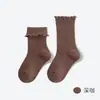 26 calcetines infantiles para primavera y otoño con bordes rizados, estilo princesa lindos, calcetines de tubo medio con parte superior suelta, algodón peinado, clase A para niñas