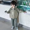 Conjunto de outono para meninos 2026 novo conjunto de duas peças de algodão outonal infantil roupa de bloco de cores para primavera e outono