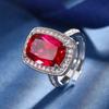 Zhuang Sheng joyería de cobre con fondo chapado en oro simulación corindón rojo azul cristal puntiagudo temperamento gordo cuadrado traje de mujer 10*14