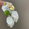 Uva Verde Fresca de Verano Aguja de Plata 2026 Estilo Nuevo Clip para Oreja sin Perforar Borla de Moda Redondo Estilo Bosque Pendientes de Alta Gama para Mujer